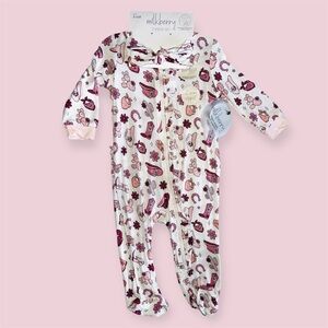 New Milkberry Western Footie & headband Set